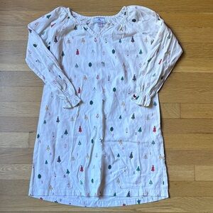 Petite Plume Charming White Girls Nightgown with Colorful Tree Patterns